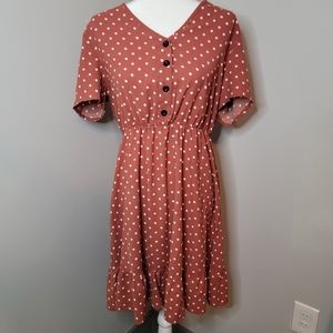 Burnt orange Polka Dot dress - large